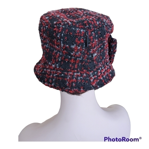 Sanibel vintage bucket hat, black, grey and red. 100% polyester. Made in Canada - Picture 6 of 10